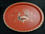 Red & Gold Tray with Bird