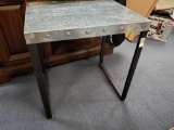 Galvanized metal frame accent table, 21x17x22
