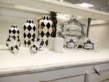 NEW STORE STOCK, HARLEQUIN DESIGN, BLACK AND WHITE CHECKERED, HEAVENLY MERCHANDISE