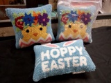 TRIO OF EASTER / BUNNY / CHICK HOOK PILLOWS, NEW STOCK