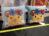 (2) EASTER / CHICK HOOK PILLOWS, NEW STOCK