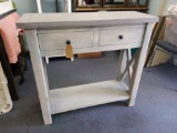 NEW STOCK, CUTE TWO DRAWER GRAY FARMHOUSE STYLE CONSOLE TABLE