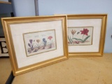 PAIR OF GOLDEN FRAMED AND MATTED BOTANICAL PRINTS