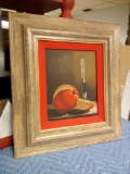 Thick Wood Frame with Original Apple and Knife Art