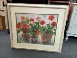 FRAMED AND MATTED RED GERANIUMS BY JUDY BUSWELL PRINT