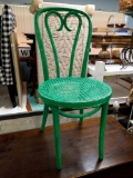 Canned seat emerald green bistro chair
