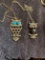 2 Large Owl Silvertone and jeweled pendants