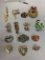 Large lot of 14 vintage and antique brooches