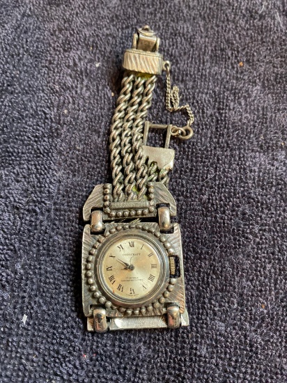 Vintage Corocraft 17 jewel Swiss Made fancy silver woman's wristwatch