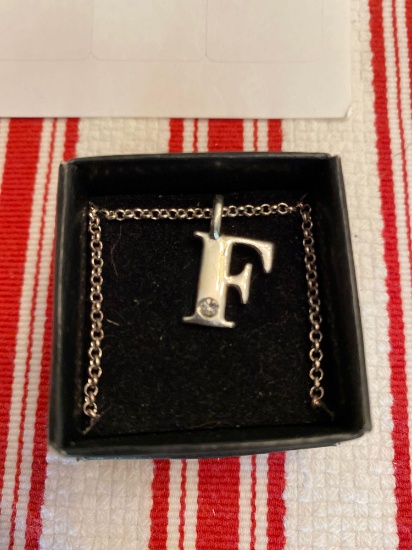 Avon Letter Initial Pendant Necklace F