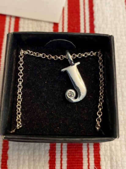 Avon Letter Initial Pendant Necklace J