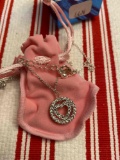 Circle Heart Pendant Necklace in Pouch