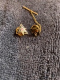 2 vintage tie pins including one 10k gold with diamond and one gold filled