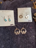 3 pairs Sterling silver earrings including brand new