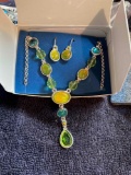 Sparkling Tonal Y in Green Necklace and earrings Giftset new in box