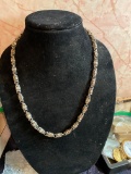 Fancy Heavy Sterling Silver Necklace made of large rhinestone encrusted vessels