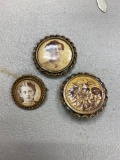 3 antique picture pins including Balto Badge