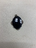 Antique Sterling Silver pendant with large Black center stone