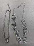 2 sparkling rhinestone necklaces including one old one