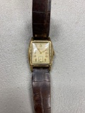 Elgin Gold filled watch WITH Bulova 14k gold clasp leather band