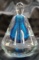 Signed Handblown MURANO STYLE glass clear/ cobalt perfume bottle with dabber