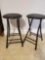 (2) collapsible stools padded seats, metal