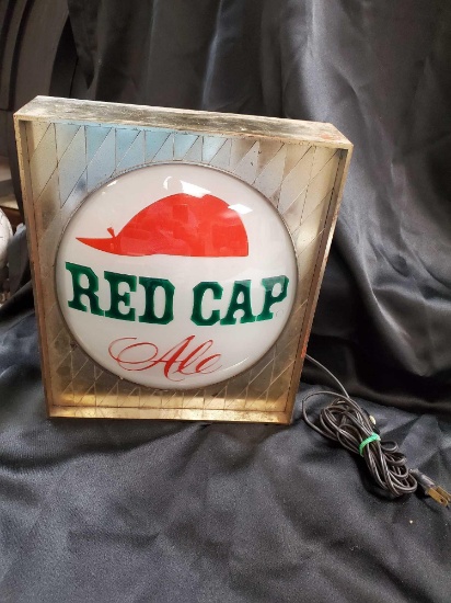 Vintage RED CAP ALE light up beer sign, 12"