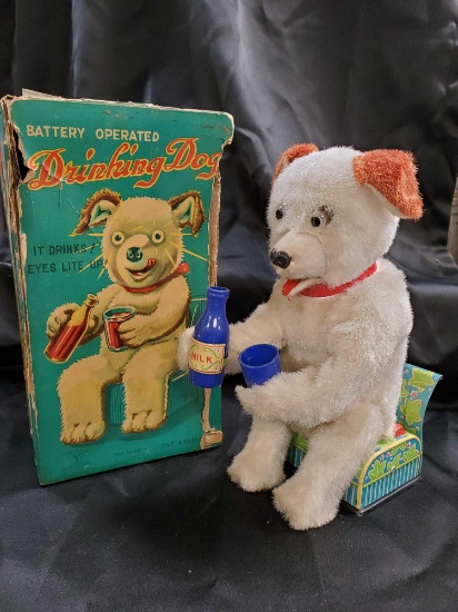 Antique Toy - DRINKING DOG, made in Japan, in box