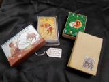 (2) ART DECO Gilt, and silver Edged Card decks in box, Pipes of Pan and