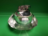 Vintage Heavy crystal and chrome table top lighter