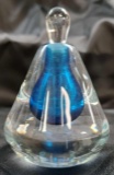 Signed Handblown MURANO STYLE glass clear/ cobalt perfume bottle with dabber