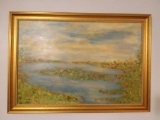Original landscape artwork in frame, signed Vondeveire