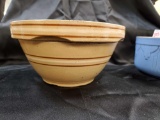 Very old Brown stripe pottery batter bowl, 8 and a 1/2 inch