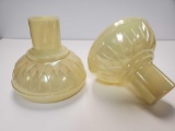 (2) Art Deco irredescent glass Lamp shades, pale yellow