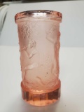 Vintage Art Deco Nouveau Dionysus DANCERS Women Frosted PINK Glass Vase