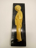 Wooden hand made Mary on wood wall hanging