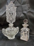 (2) Vintage perfume bottles, Ornate designed and handpainted