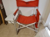 Aluminum table sided folding chair with side pockets