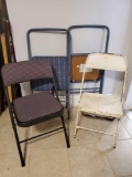 (4) Folding chairs including 1 Vintage metal