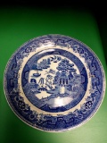 FLOW BLUE? W AND E CORN ENGLAND OLD WILLOW PATTERN... PLATE