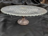 STERLING and glass, weighted, cake plate stand, DUCHIN CREATIONS