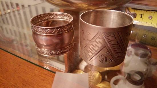 PAIR OF STERLING, UNMATCHED, ENGRAVED