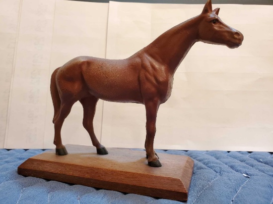 Cast Iron Horse on wood base