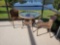 Patio glass top table and 2 chairs