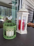 (2) nice Candle holders gazebo, green metal birdcage