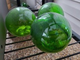 (3) Glass handblown green 4