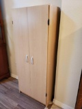 1 (of a pair) blonde 5 ft. storage cabinet,