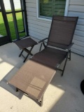 1 (of a pair) Folding CHAISE Lounge chair with side table