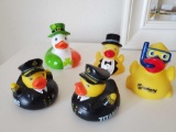 (5) RUBBER DUCKIES, themed including Titanic. Ireland and more