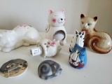 Ceramic Cat grouping including night light, Salt & pepper, vintage and more